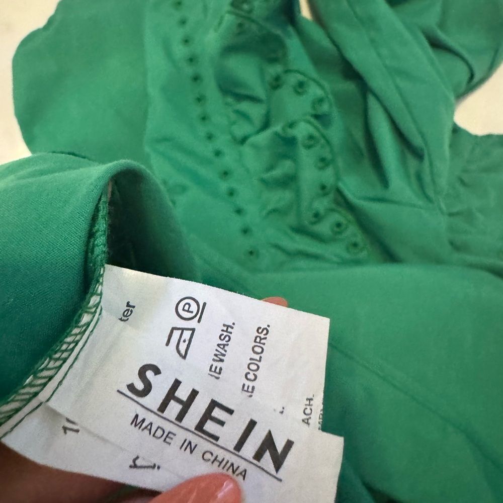 SHEIN Green Ruffled oversized Dress#1 - Picture 8 of 11